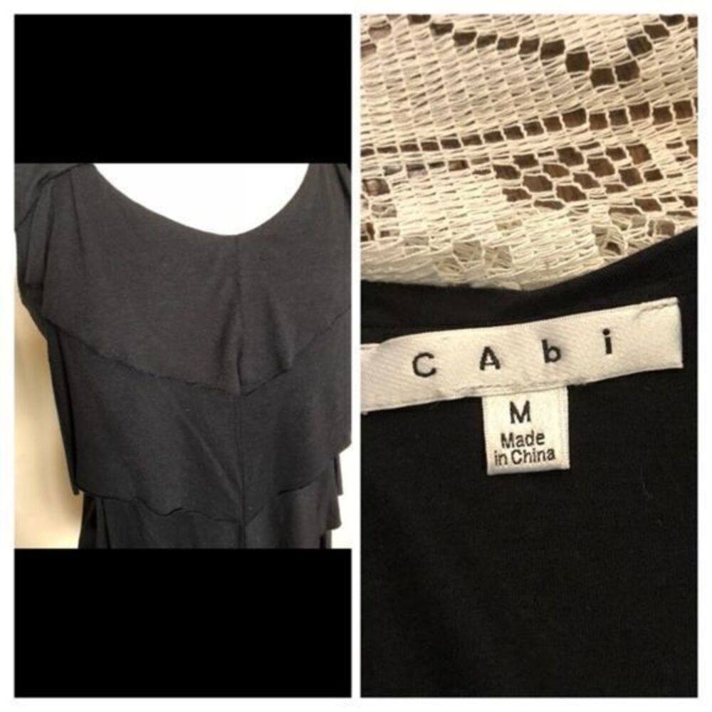 CAbi‎ Black ruffle tiered layer tank top